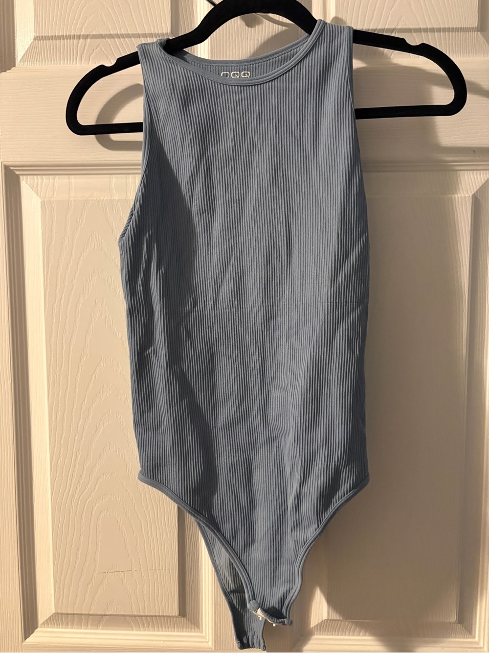 Ribbed Light Blue Sleeveless Tank Bodysuit